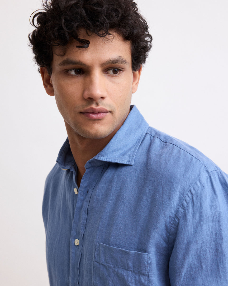 Linnen Hemd voor mannen in blauw Denim Paul - Image 3
