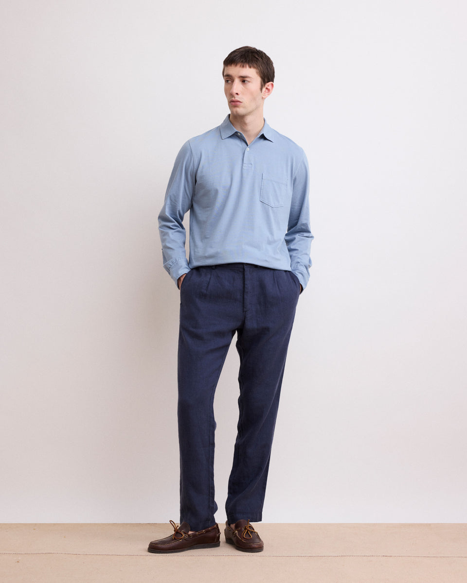 Pantaloni da uomo in lino blu navy Tanker - Image principale