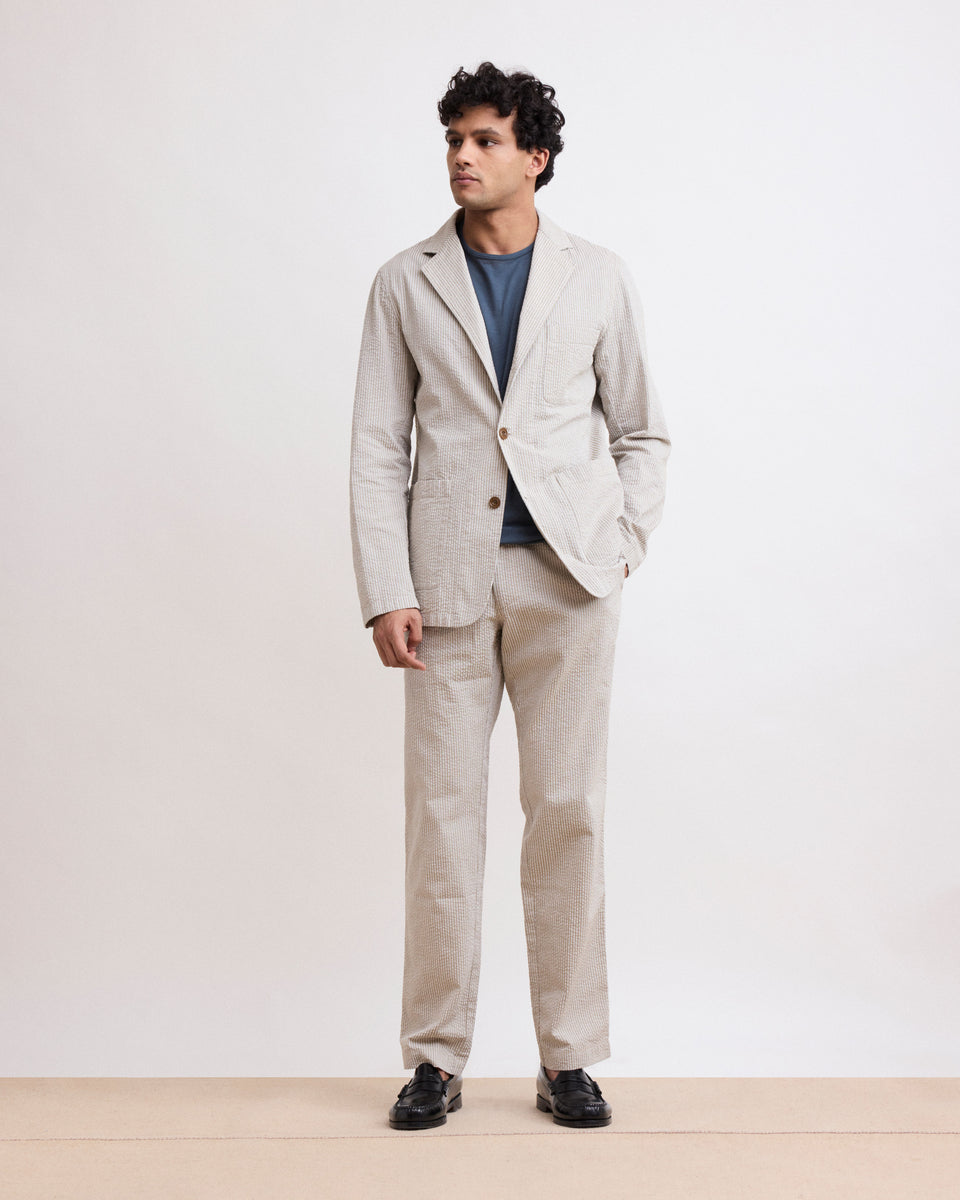 Pantalones Seersucker Beige Hombre - Image principale