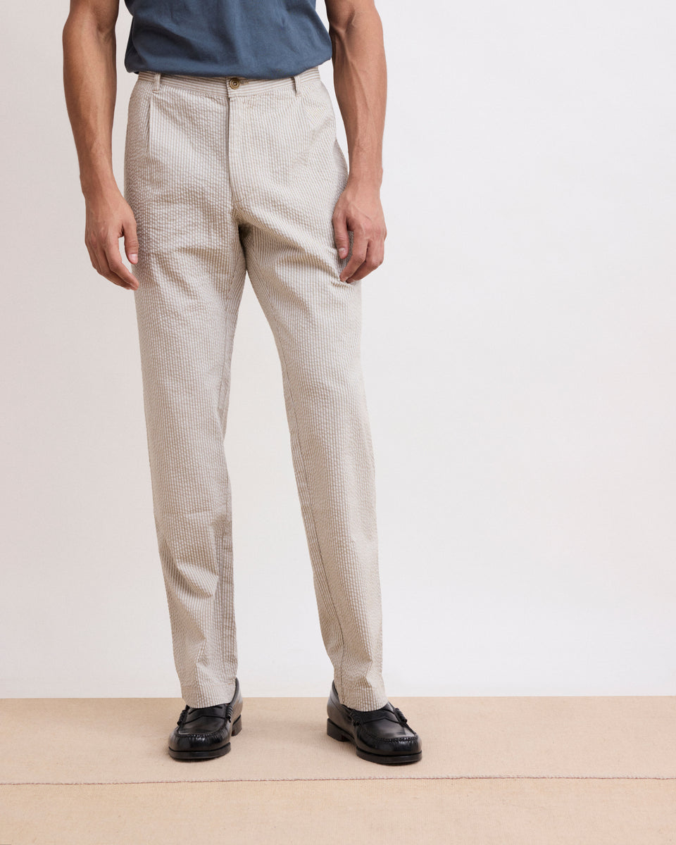 Pantalones Seersucker Beige Hombre - Image alternative