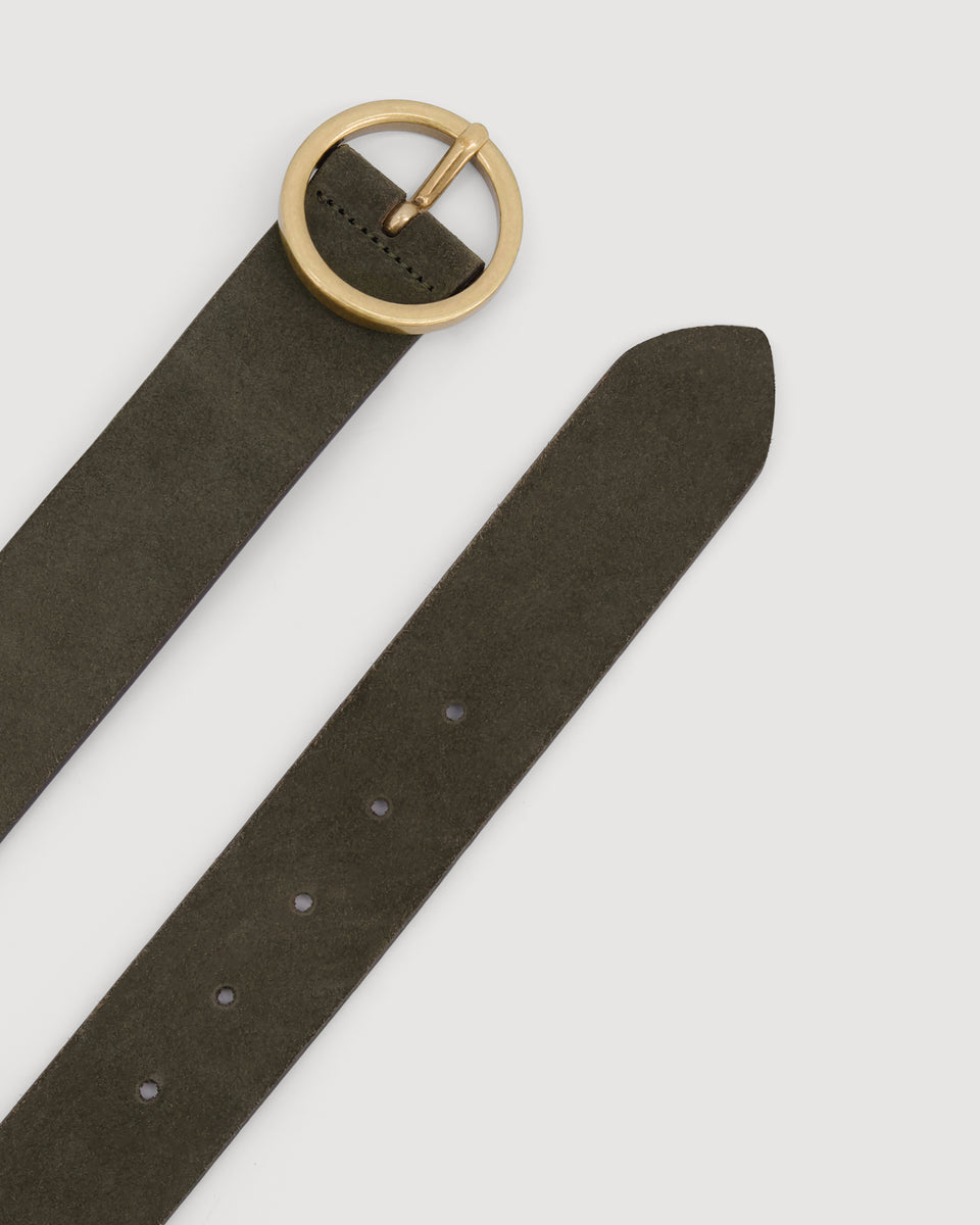 Aronde Women's Army Green Suede Leather Belt - Image 3