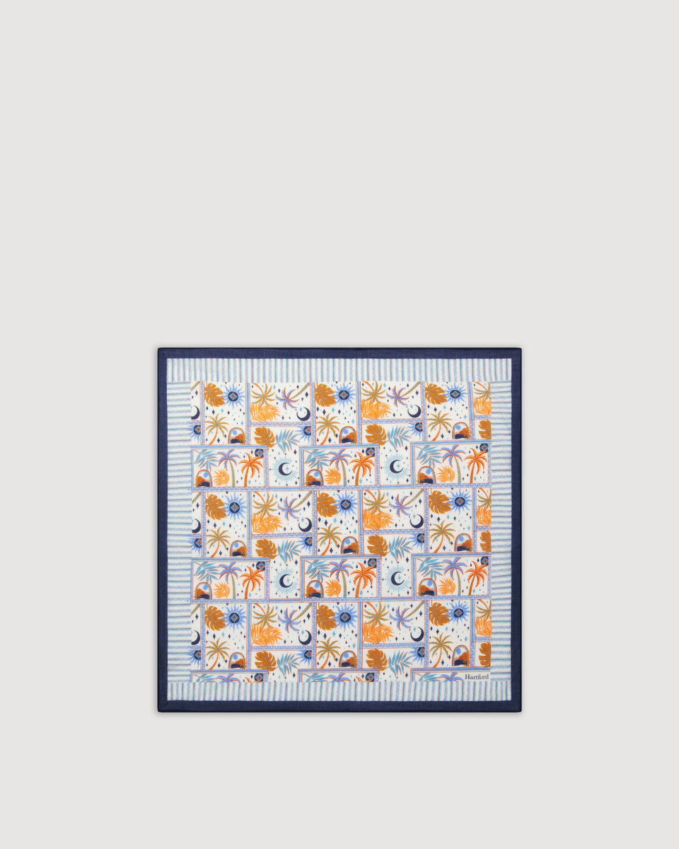 Women's Off-White & Blue Moon Printed Cotton Voile Bandana - Image 3