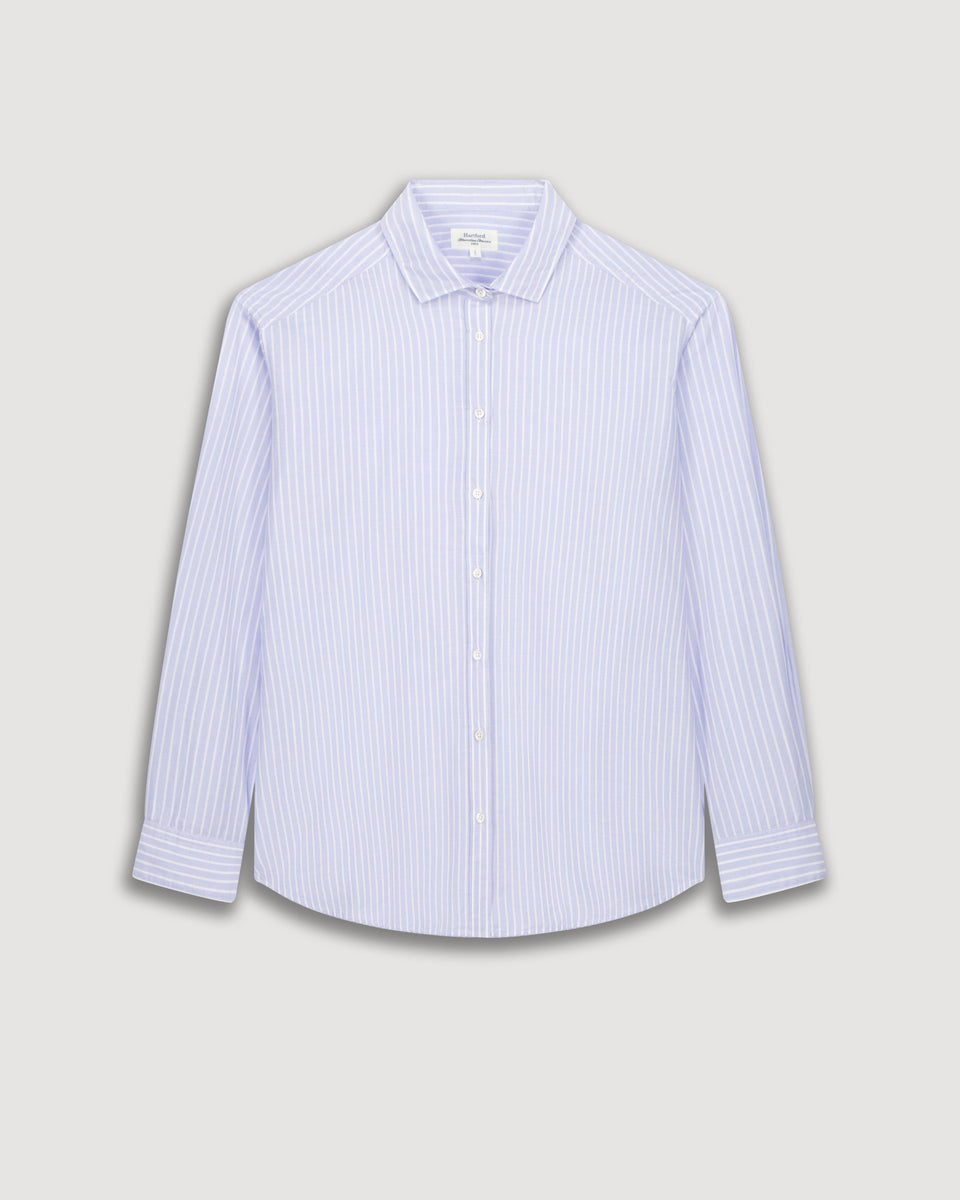 Charlot Women's Blue & White Striped Cotton poplin Shirt - Image 3