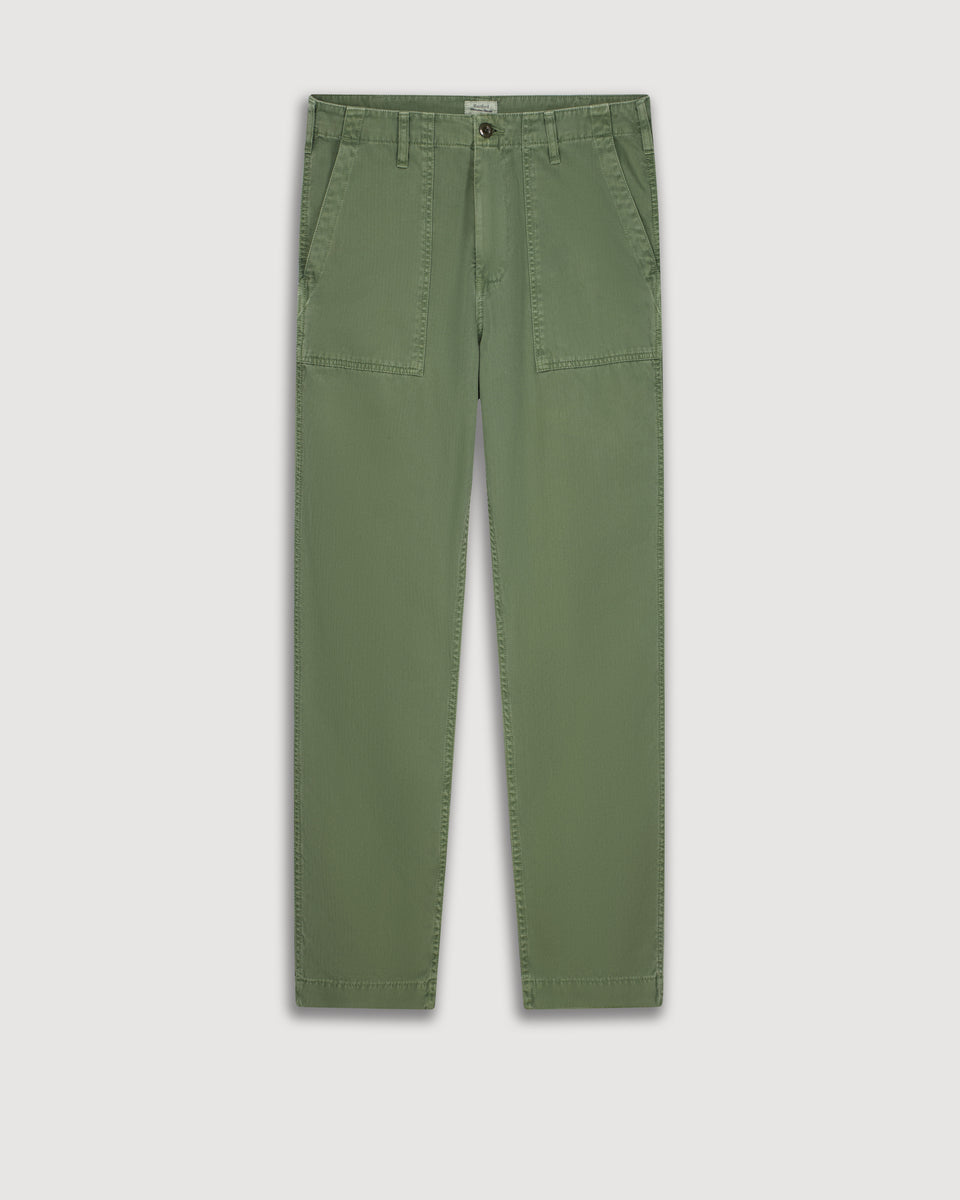 Fatigue Men's Army Green Herringbone Cotton Pants - Image 3