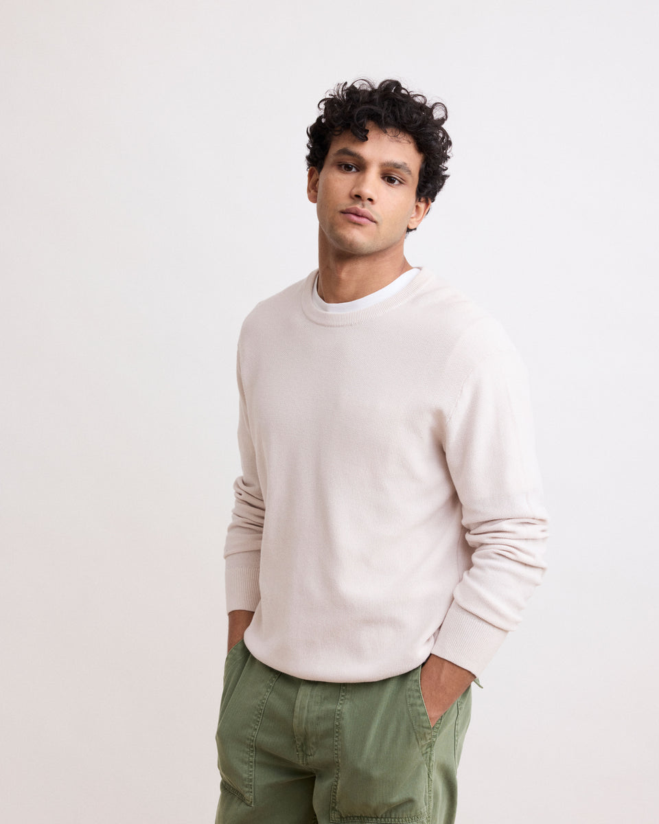 Herrenpullover aus gesteppter Baumwolle in Kreidefarben - Image principale
