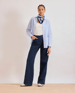Damesbroek van Lyocell & Katoen, marineblauw, pilootmodel