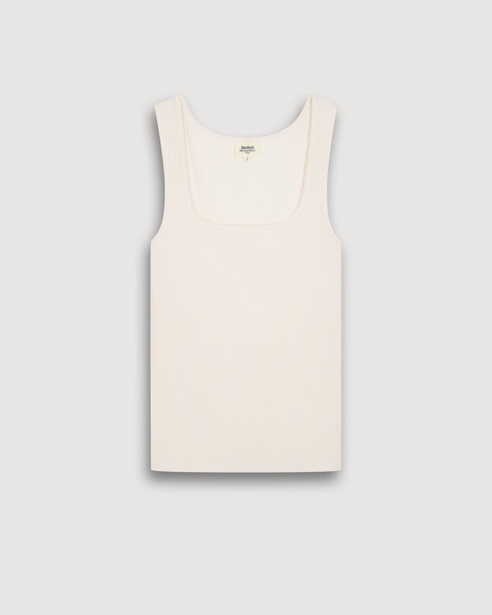 Tette Women's Off-White Ribbed Cotton Tank Top - Image 3