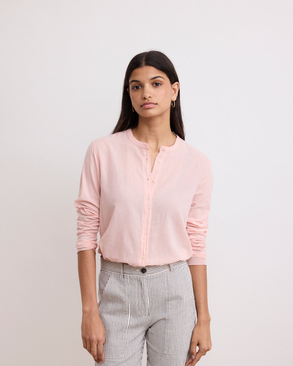Camisa Taha rosa de algodón doble tejido para mujer - Image principale
