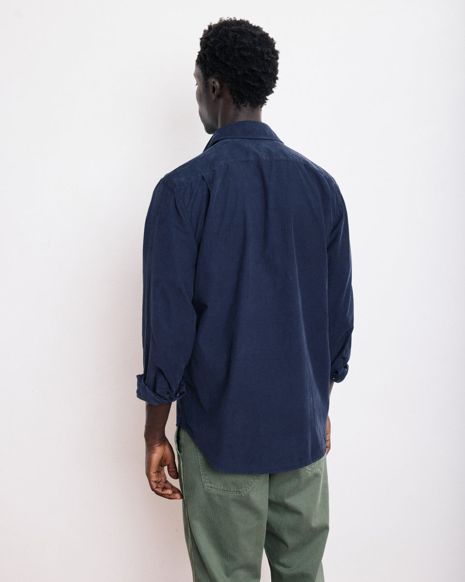 Chemise Homme en Velours Côtelé Bleu Marine Paul - Image 3