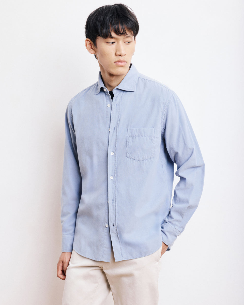 Chemise Homme en Velours Côtelé Bleu Paul - Image principale
