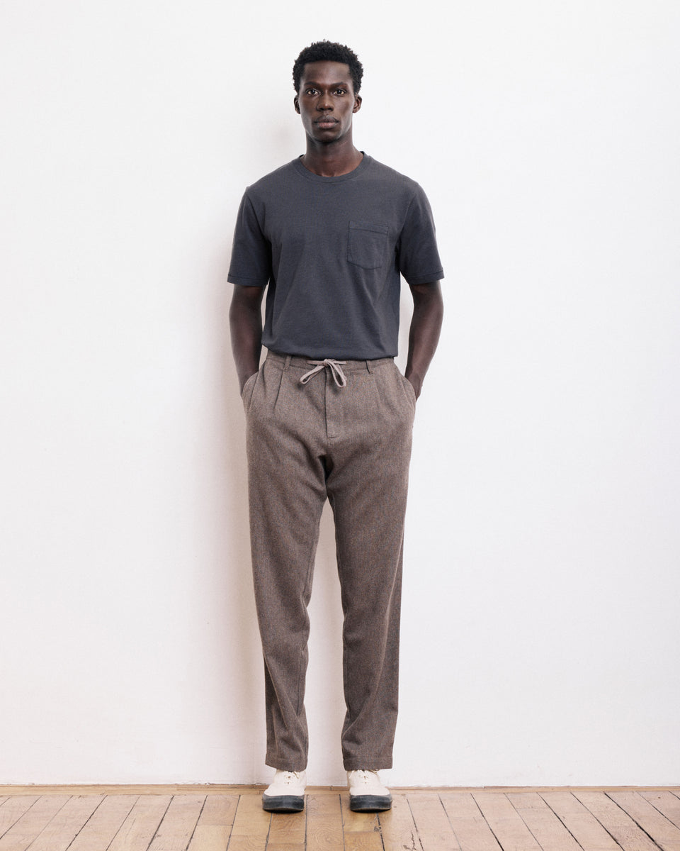Pantalon Homme en Flanelle de Laine Taupe Tanker - Image principale