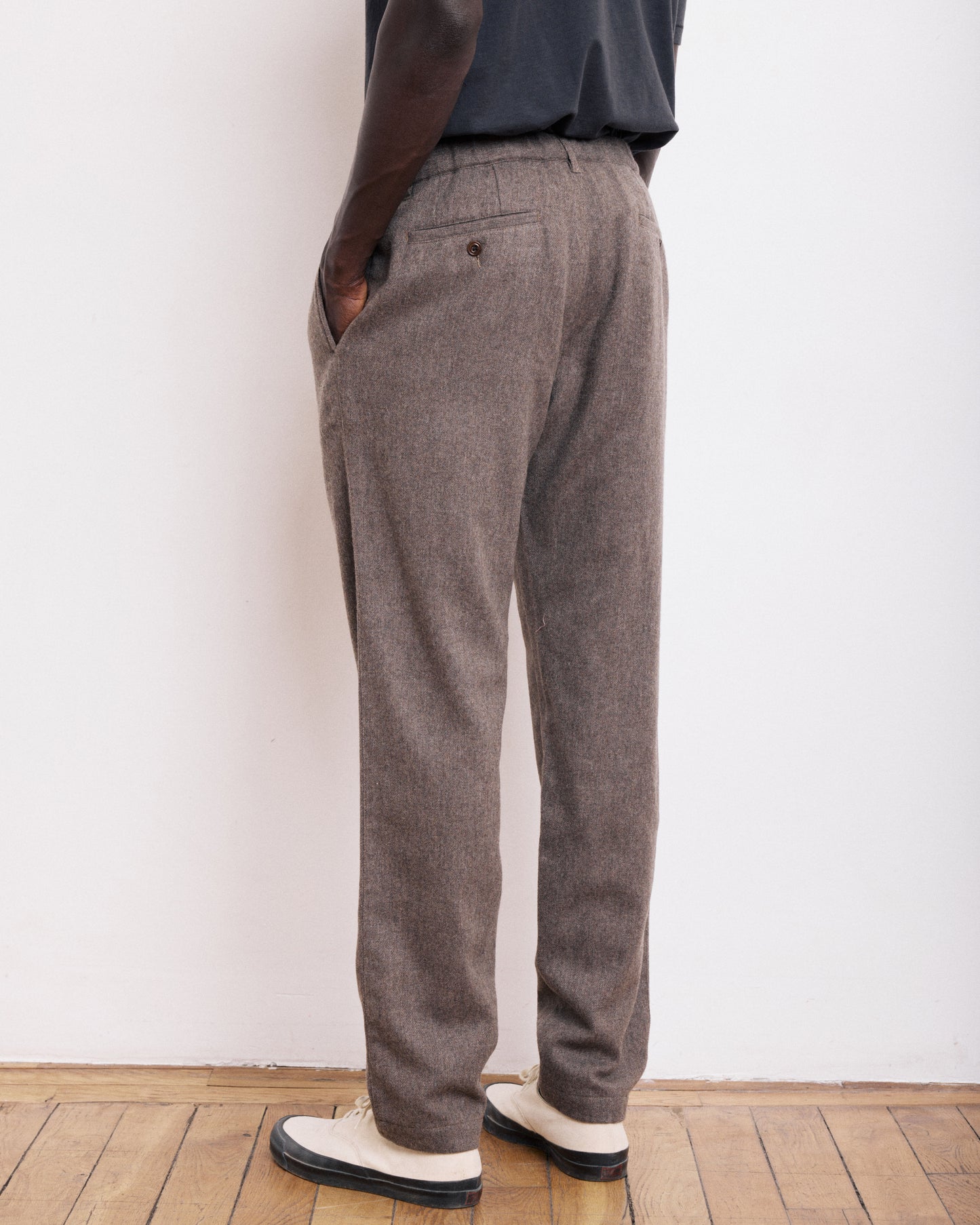 Pantalon Homme en Flanelle de Laine Taupe Tanker