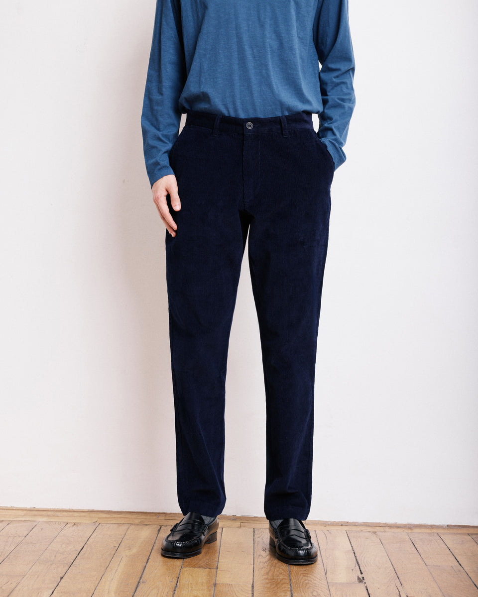 Pantalon Homme en Velours Côtelé Bleu Marine Tyron - Image alternative