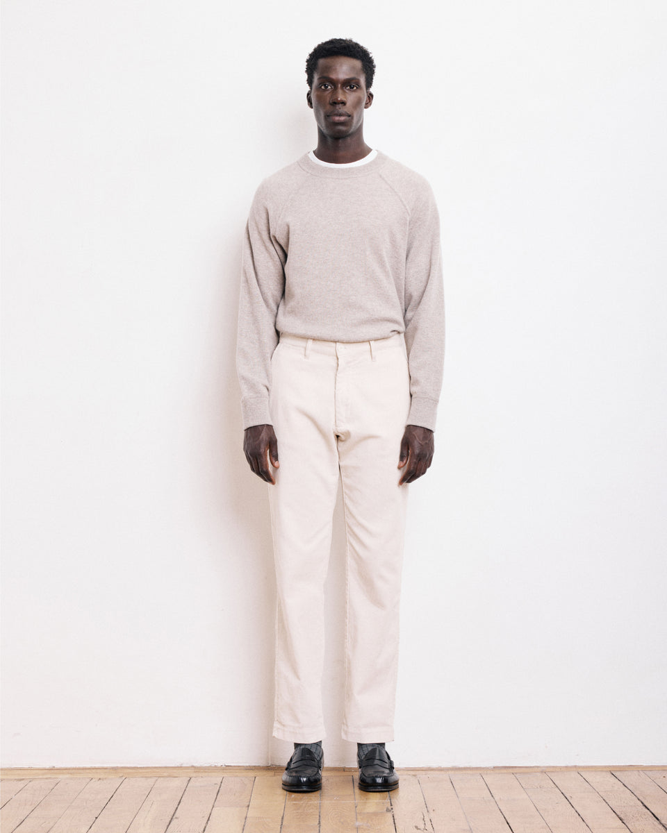 Pantalon Homme en Velours Côtelé Ecru Tyron - Image principale