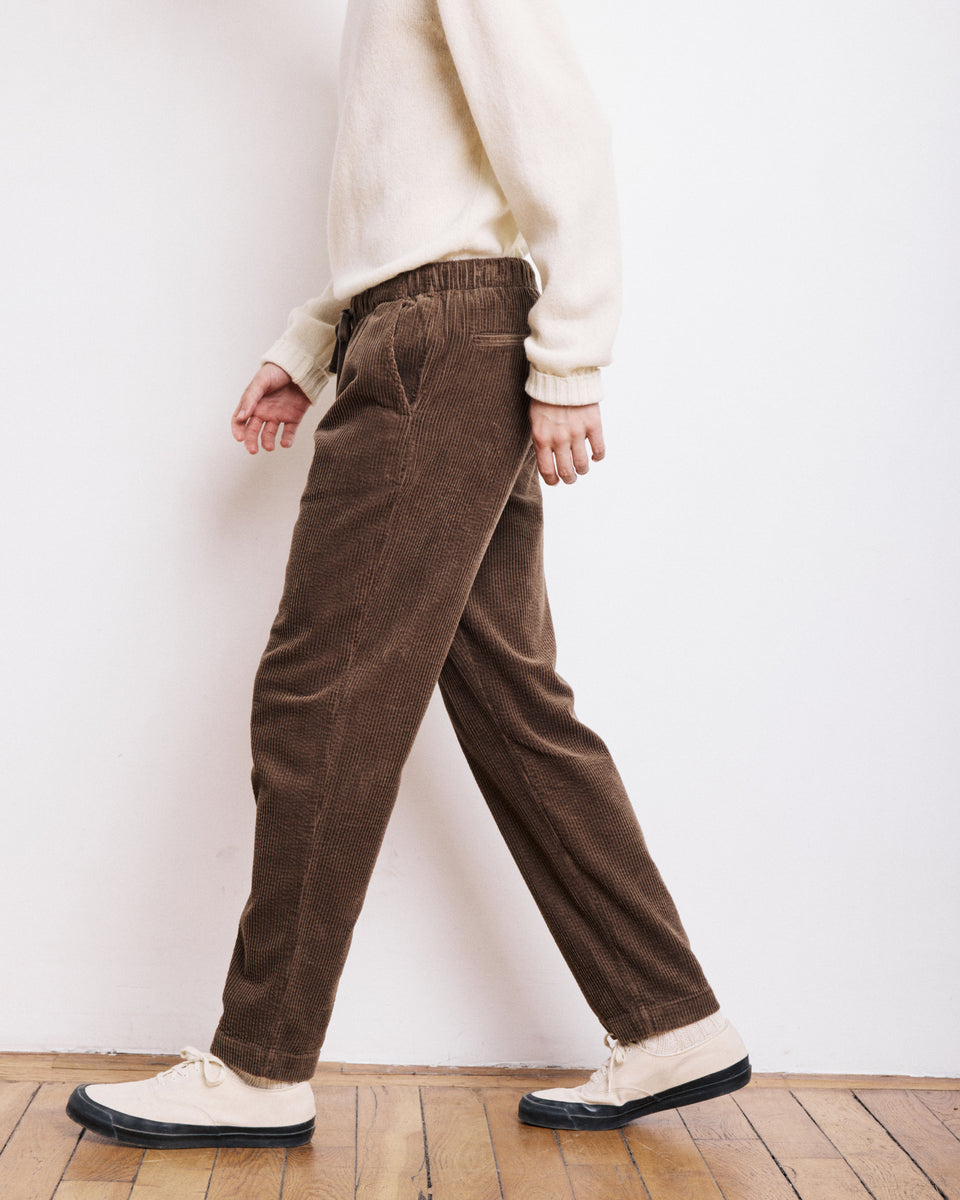 Pantaloni da uomo in velluto a coste Seersucker marroni Joggy - Image 3