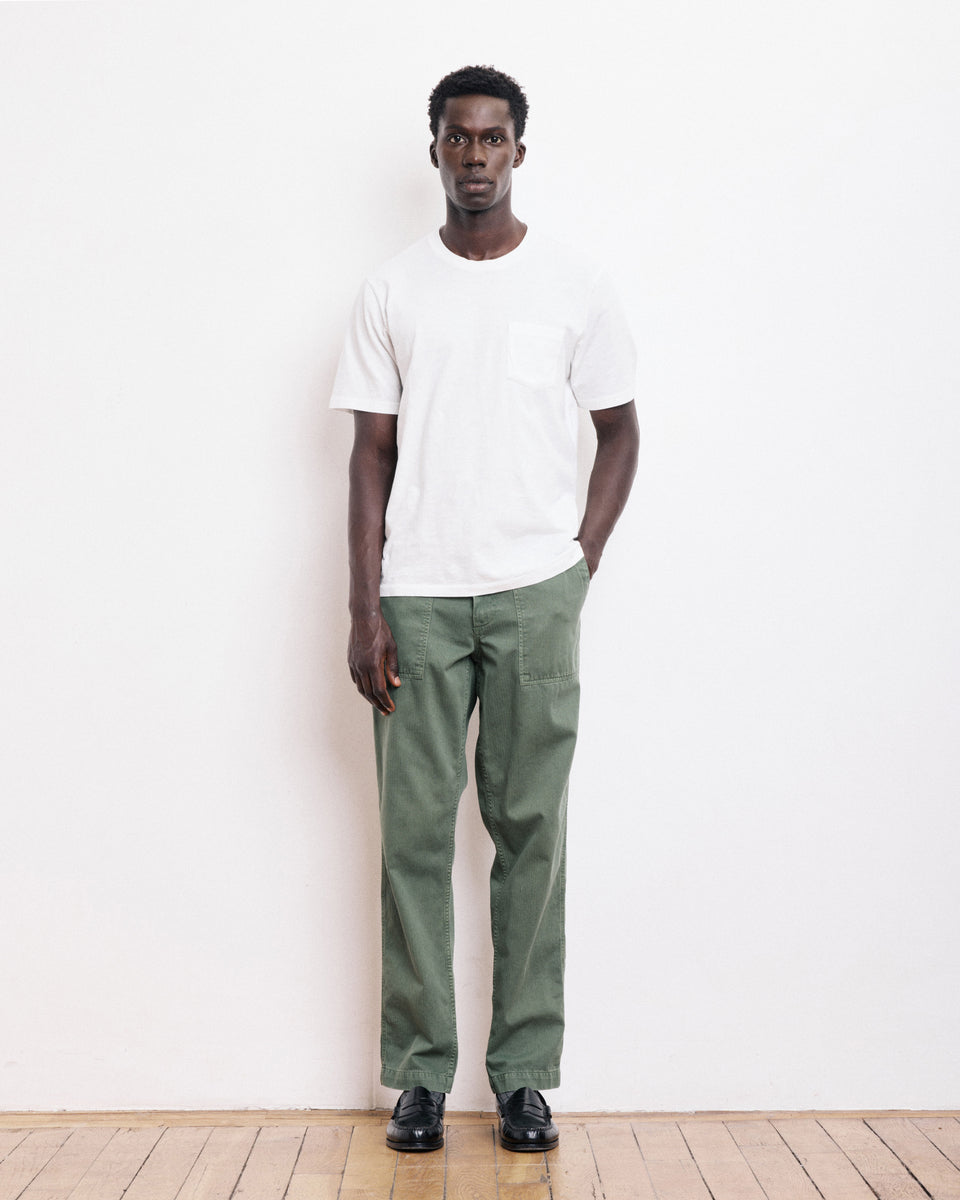 T-shirt Homme en Coton Slub Blanc Pocket Crew - Image alternative