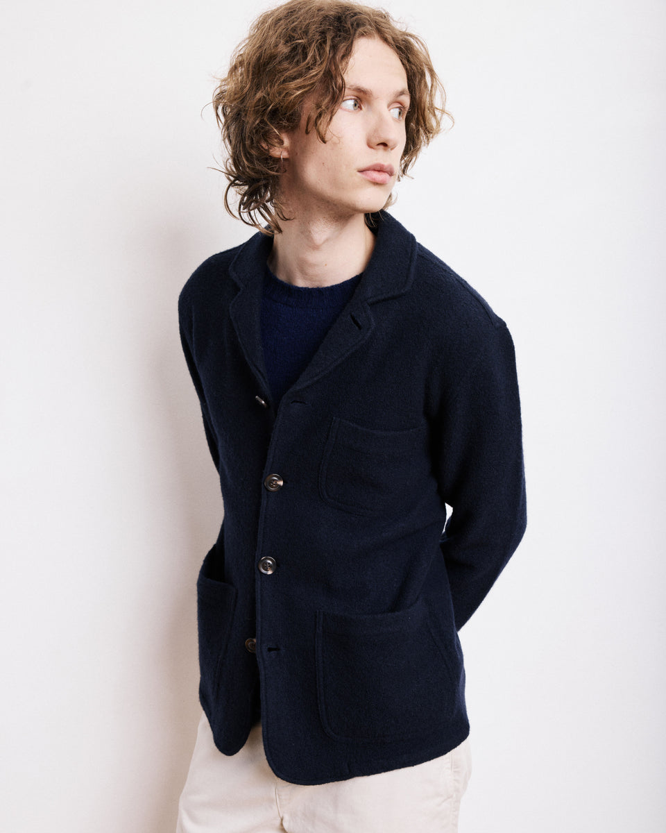 Veste Homme en Laine Bouillie Bleu Marine Light Jacket - Image alternative