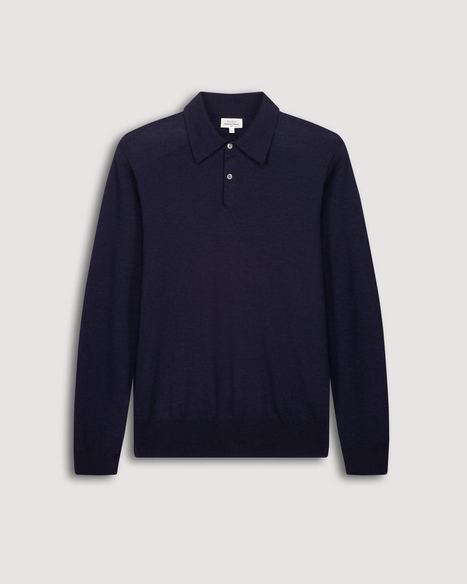 Polo Men's Navy Blue Thin Merinos Wool Sweater - Image 3