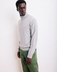 Pull Col Roulé Homme en Laine & Cachemire Gris chiné