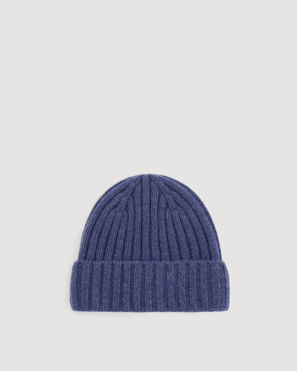 Men's Cobalt Blue Wool & Cashmere Beanie - Image 3