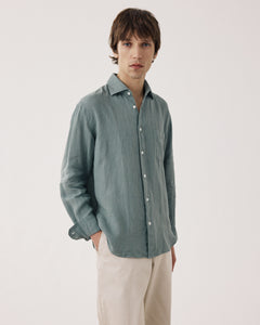 Chemise Homme en Lin Vert Cactus Paul