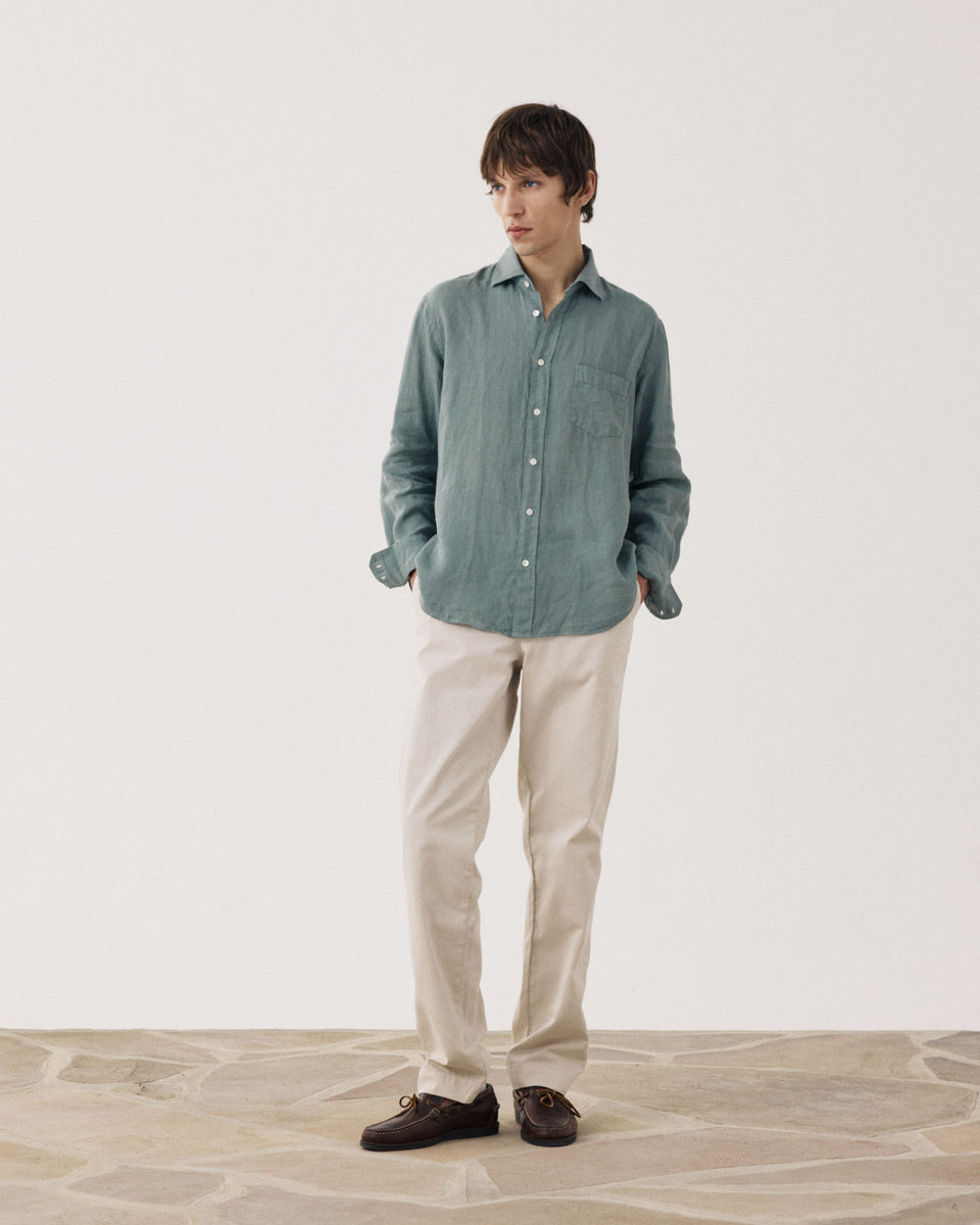Chemise Homme en Lin Vert Cactus Paul - Image alternative