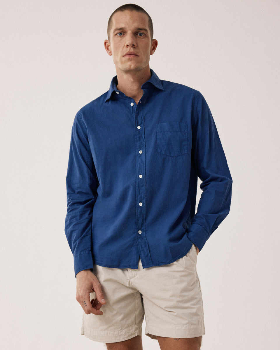Chemise Homme en Voile de Coton Bleu Indigo Paul - Image principale