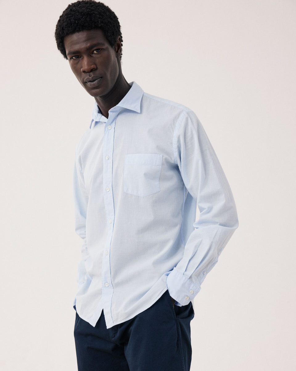 Chemise Homme en Voile de Coton Bleu Ciel Paul - Image principale