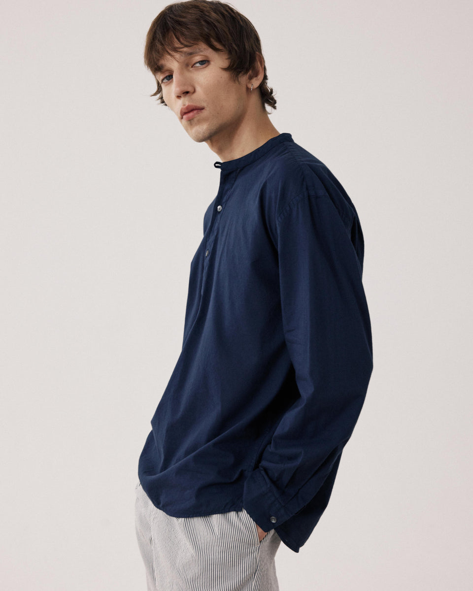 Chemise Homme en Voile de Coton Bleu Marine Faldo - Image principale