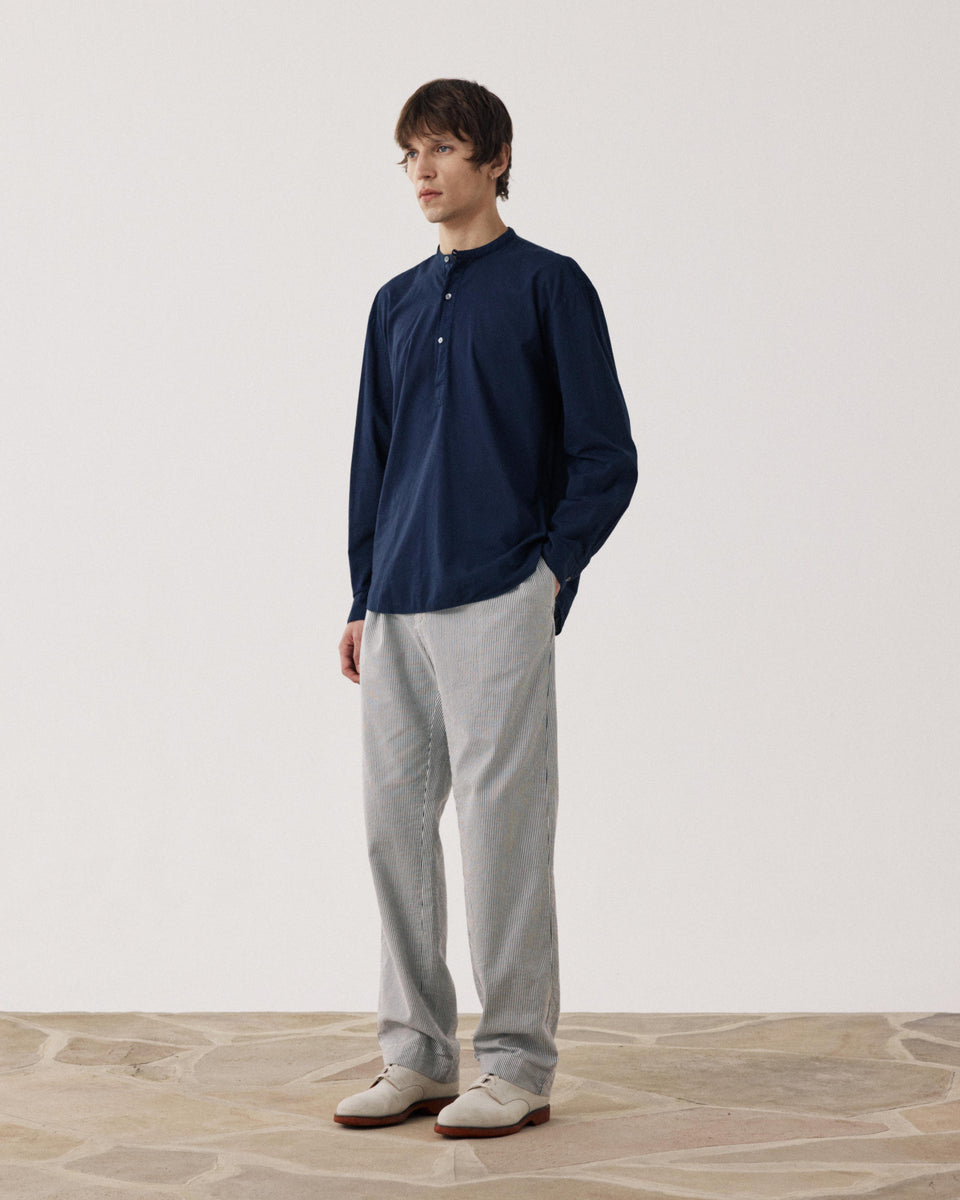Chemise Homme en Voile de Coton Bleu Marine Faldo - Image alternative