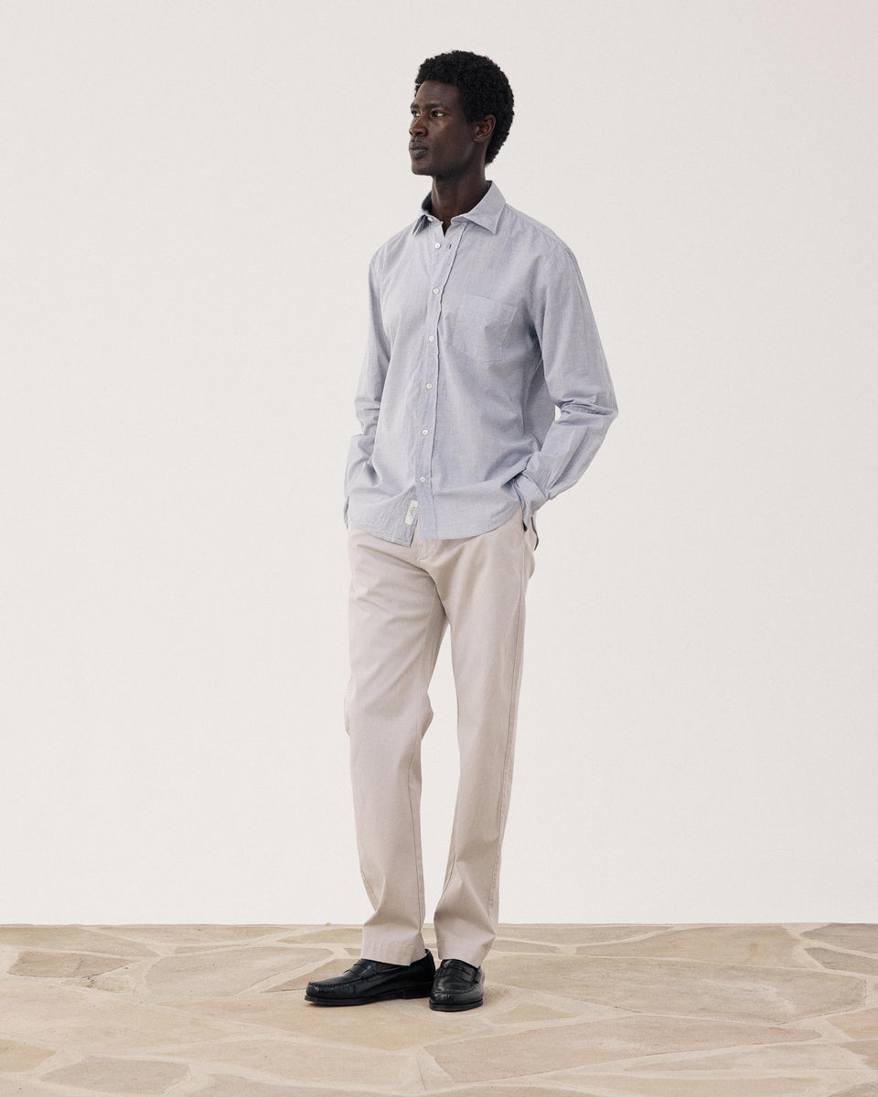 Chemise Homme en Fil-à-fil Bleu Marine Paul - Image alternative