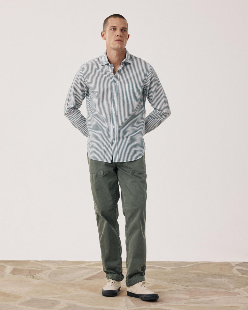 Chemise Homme en Fil-à-fil Rayé Vert & Blanc Paul - Image alternative