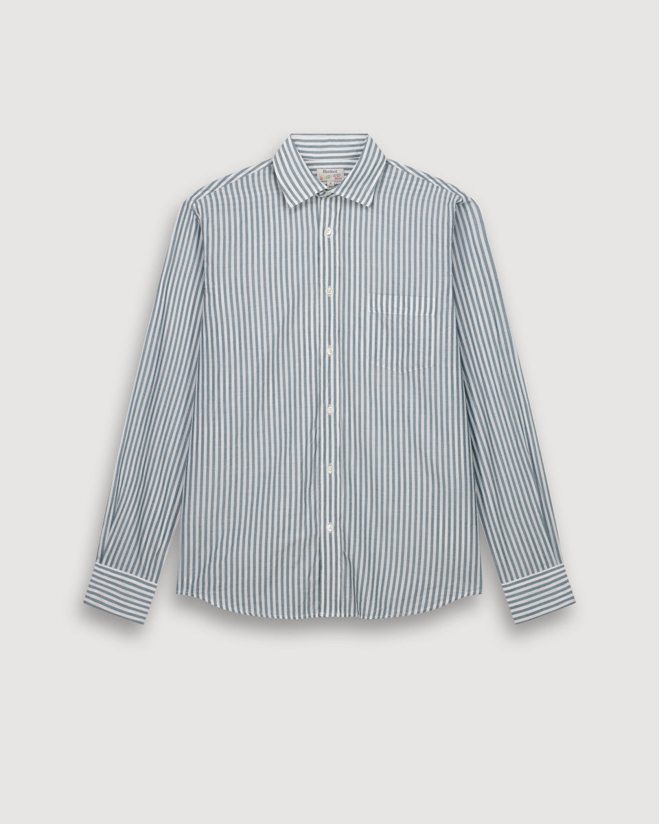 Chemise Homme en Fil-à-fil Rayé Vert & Blanc Paul - Image 3