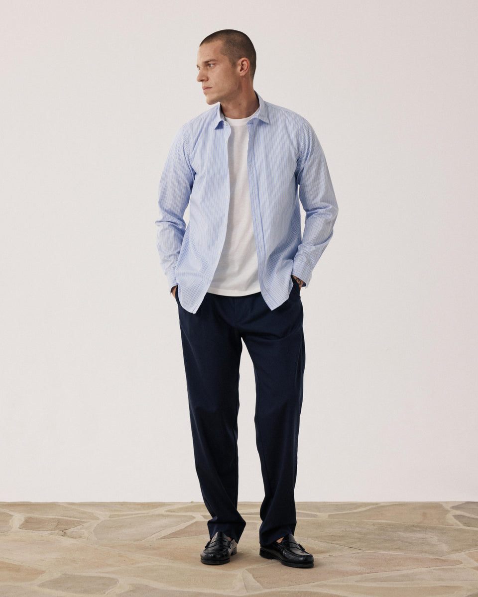 Chemise Homme en Popeline Bleu & Blanc Sammy - Image alternative