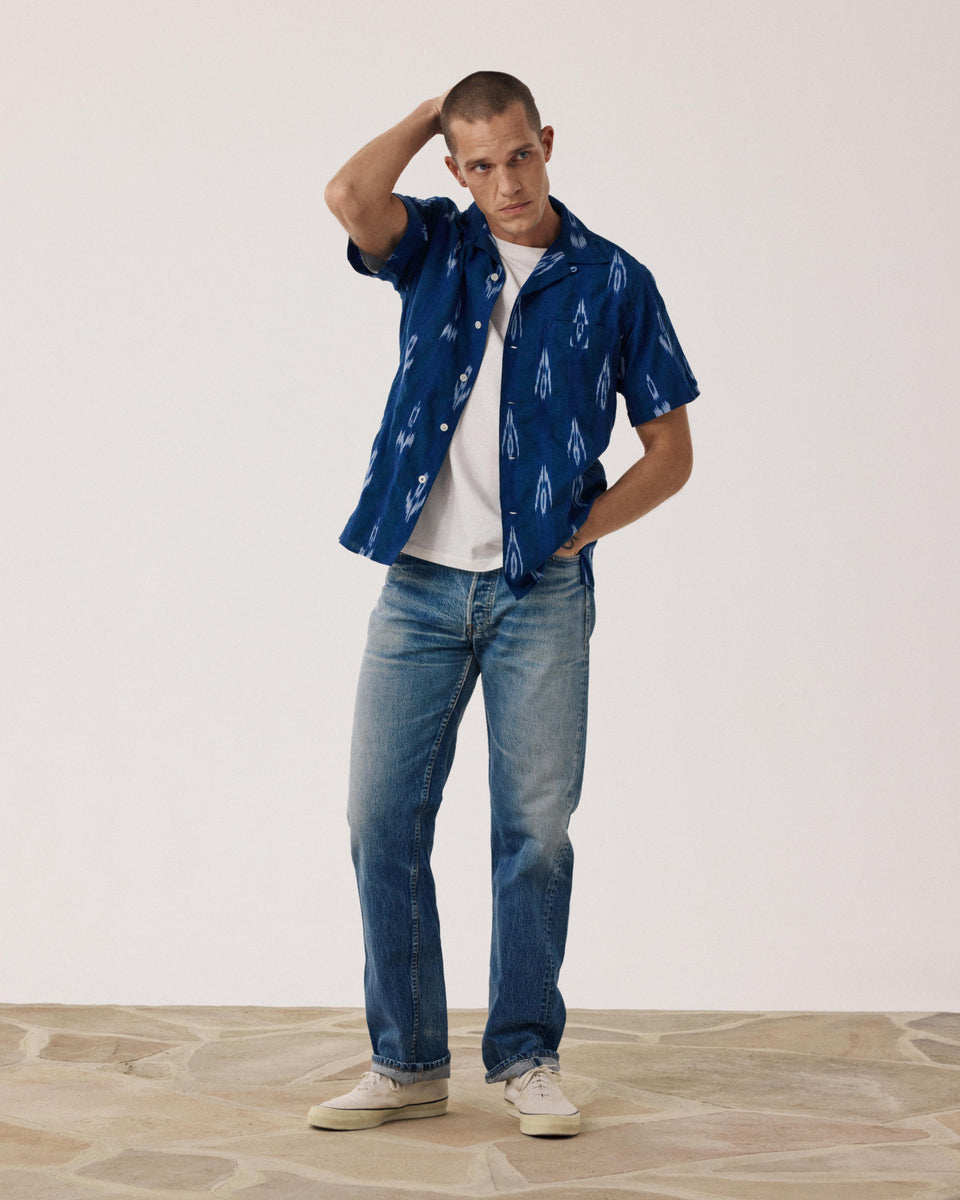 Chemise Homme en coton imprimé Ikat Indigo Palmito - Image alternative