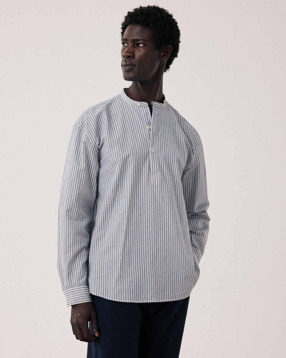 Chemise Homme en Dobby Bleu & Ecru Faldo - Image principale