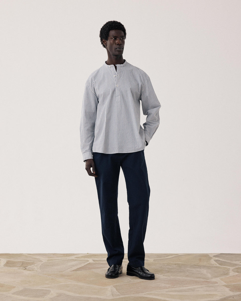 Chemise Homme en Dobby Bleu & Ecru Faldo - Image alternative