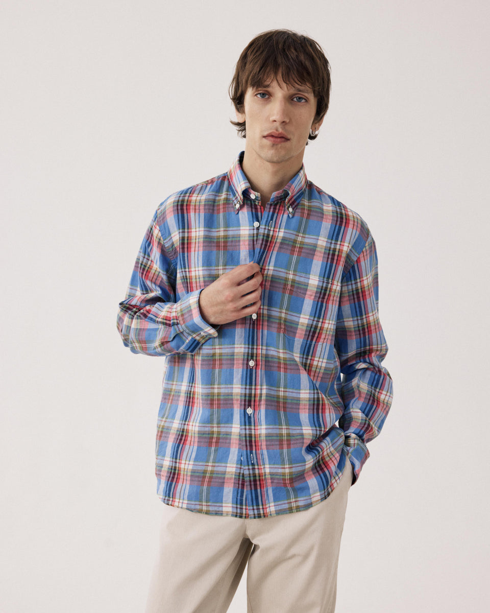 Chemise Homme en Madras de Lin & Coton Pitt - Image 3
