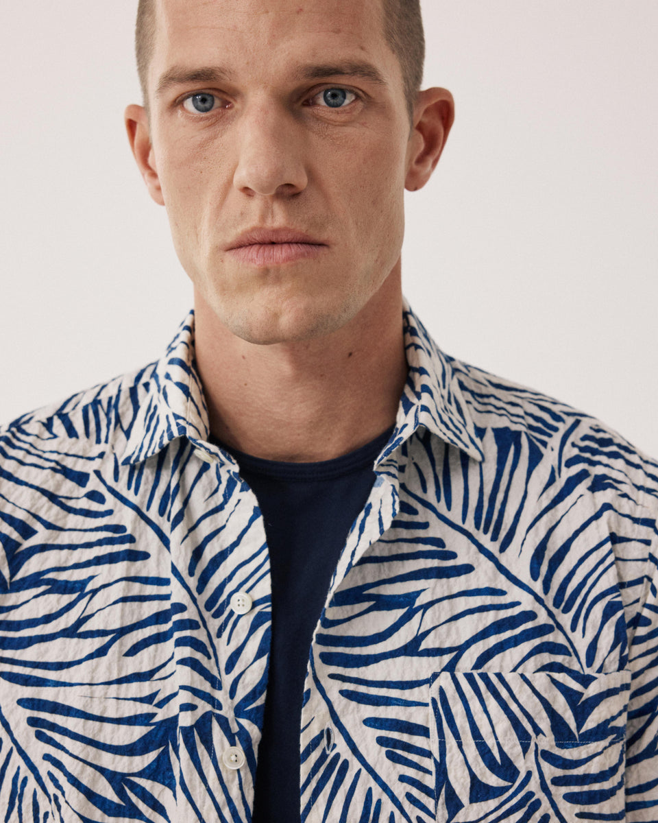 Chemise Homme en Coton Imprimé Palmiers Bleu Pedro - Image 3