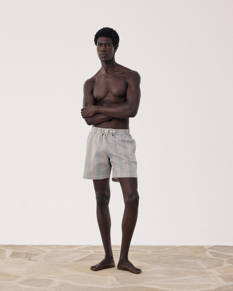 Maillot Homme en Seersucker Rayé Gris Swim - Image principale