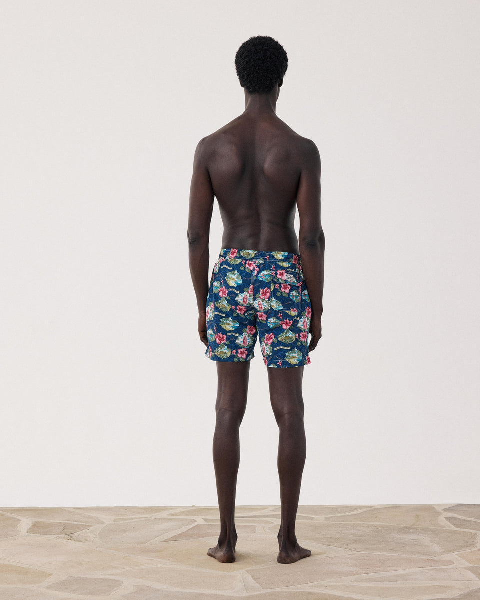Maillot Homme Imprimé Hawaï Bleu Marine Swim - Image alternative