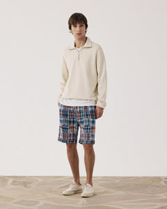 Short Homme en Coton à Carreaux Bleu & Rouge Patchwork Task BF54119-01
