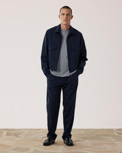 Pantalon Homme en Laine & Coton Bleu Marine Task BF55120-01