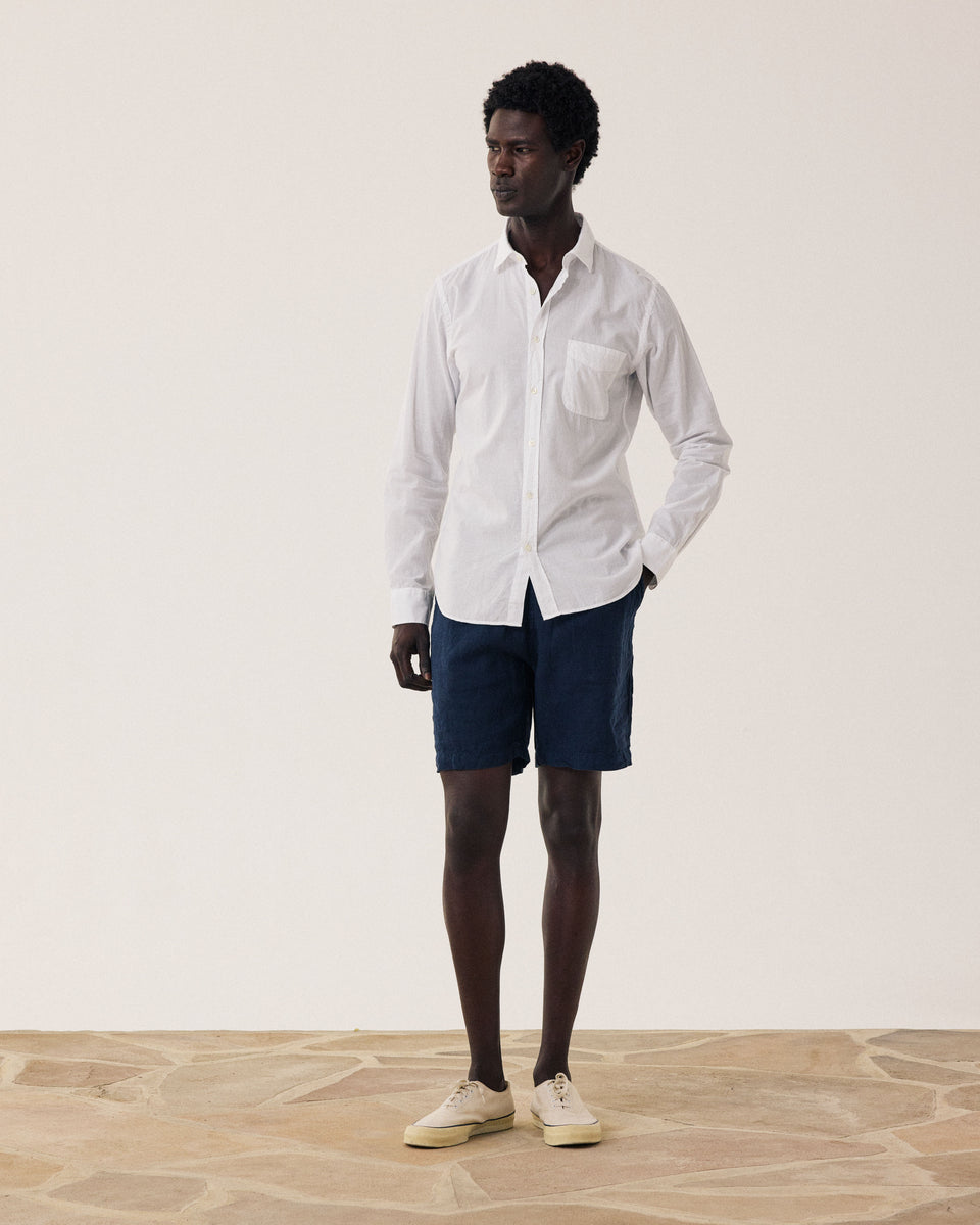 Short Homme en Lin Bleu Marine Joggy - Image alternative
