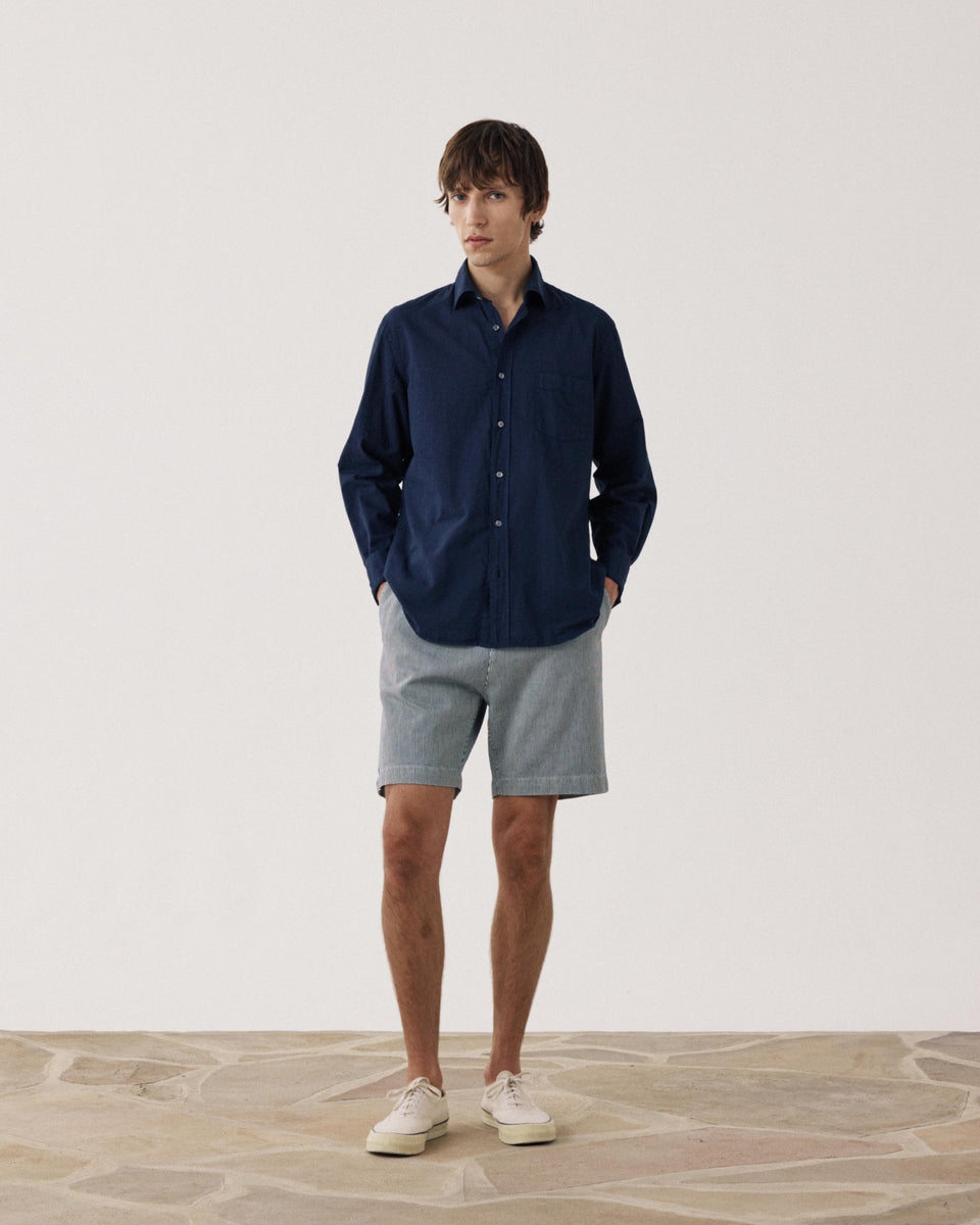 Short Homme en Coton Rayé Indigo Joggy - Image alternative