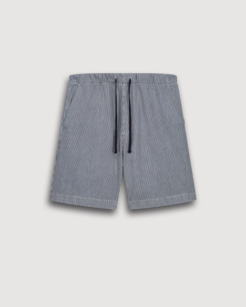 Short Homme en Coton Rayé Indigo Joggy - Image 3