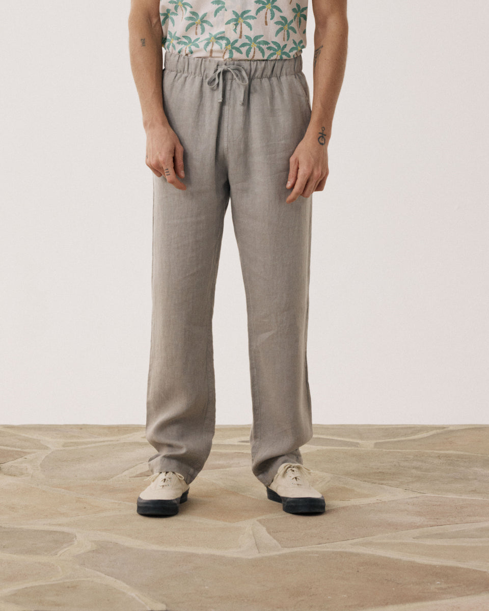 Pantalon Homme en Lin Vert Sauge Joggy - Image alternative