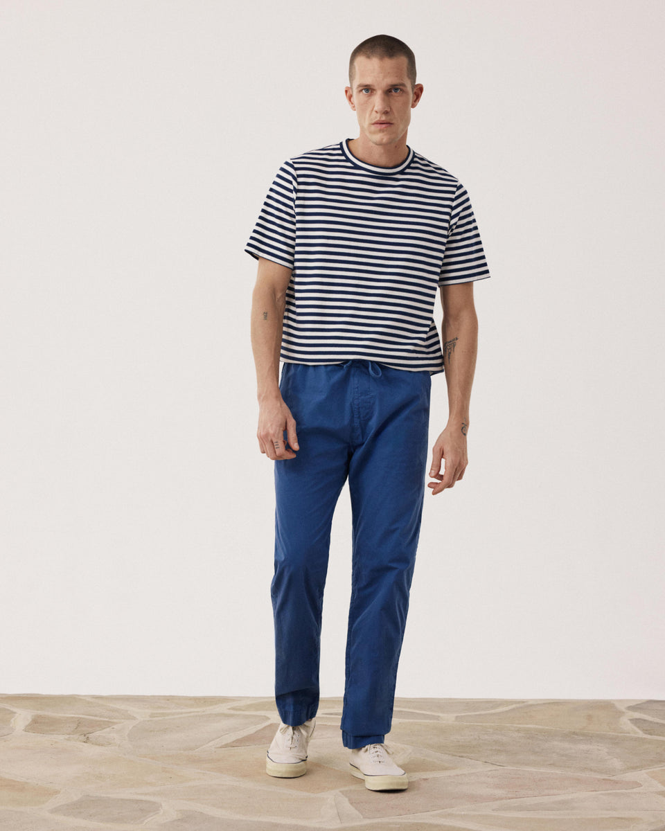 Pantalon Homme en Cotton Léger Bleu Indigo Joggy - Image principale