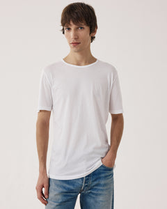 T-shirt Homme en Jersey de Coton Léger Blanc Light Crew