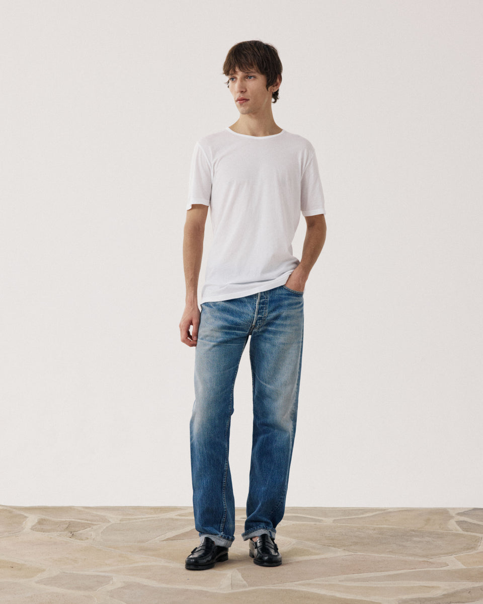 T-shirt Homme en Jersey de Coton Léger Blanc Light Crew - Image alternative